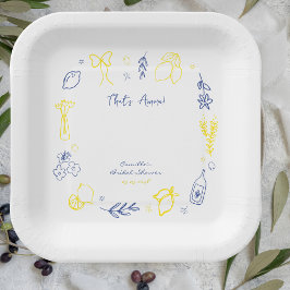 Das handgezeichnete italienische Lemon-Brautparty Pappteller