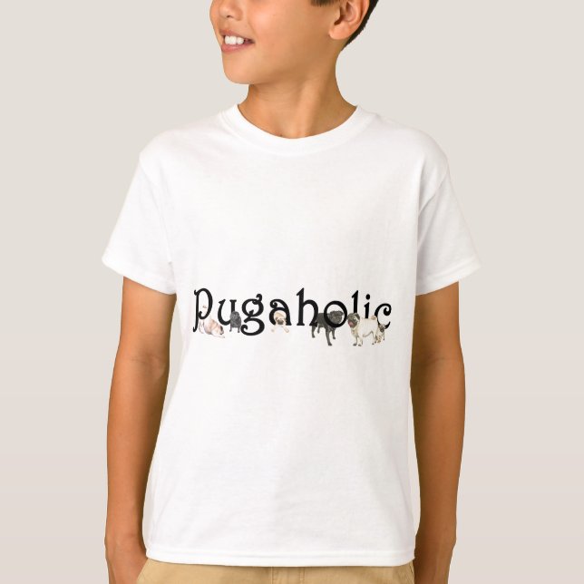 Das Hanes Tagless Pugaholic Kindes T - Shirt (Vorderseite)