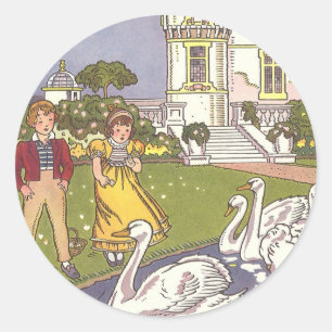 Das hässliche Entlein, Vintage Märchen von Hauman Runder Aufkleber