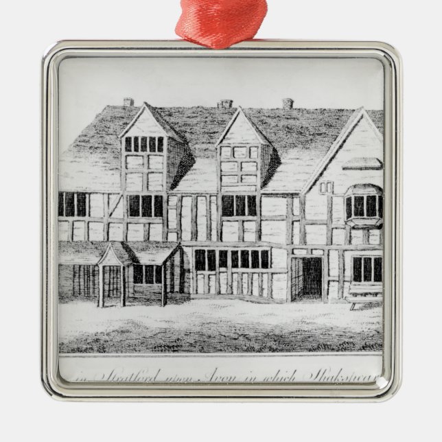 Das Haus in Stratford-nach-Avon Silbernes Ornament (Vorne)