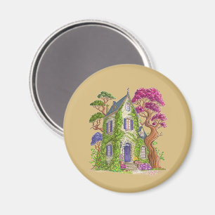 Das Haus mit Efeu und seinen riesigen Bäumen. Magnet
