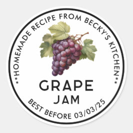 Das hausgemachte Konservenetikett Red Grapes Runder Aufkleber