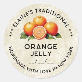 Das hausgemachte Orange-Gelee-Vintage Label Runder Aufkleber