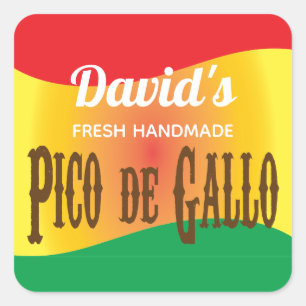 Das hausgemachte Pico de Gallo Lebensmitteletikett Quadratischer Aufkleber