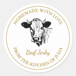 Das hausgemachte Rindfleisch-Jerky-Label Runder Aufkleber