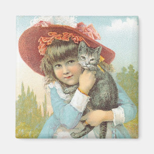 Das häusliche SM Co Mädchen mit grauer Katze Magnet