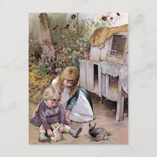 "Das Haustierkaninchen" Vintage Postkarte
