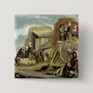 Das Haycart oder Rückkehr von Heuernte, 1641 Button