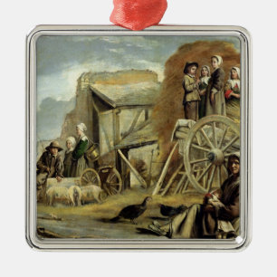 Das Haycart oder Rückkehr von Heuernte, 1641 Ornament Aus Metall