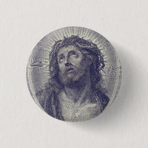 Das Heilige Gesicht Jesu mit Dornenkrone Kunst Button