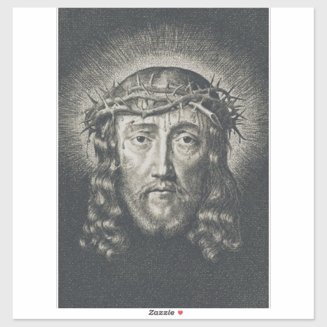 Das heilige Gesicht mit Dornen gekrönt Aufkleber (Blatt)