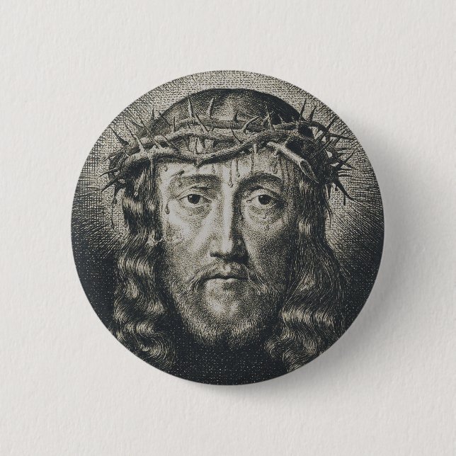 Das heilige Gesicht mit Dornen gekrönt Button (Vorderseite)