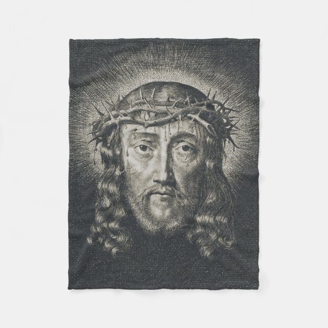 Das heilige Gesicht mit Dornen gekrönt Fleecedecke (Vorderseite)