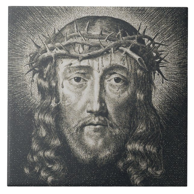 Das heilige Gesicht mit Dornen gekrönt Fliese (Vorderseite)
