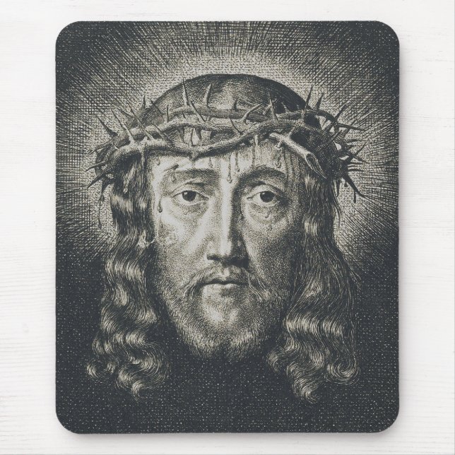 Das heilige Gesicht mit Dornen gekrönt Mousepad (Vorne)