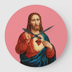 Das Heilige Herz Jesu Feinkunstporträt Große Wanduhr
