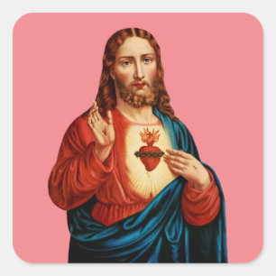 Das Heilige Herz Jesu Quadratischer Aufkleber