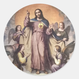 Das heilige Herz Jesu wird von der Herrlichkeit be Runder Aufkleber