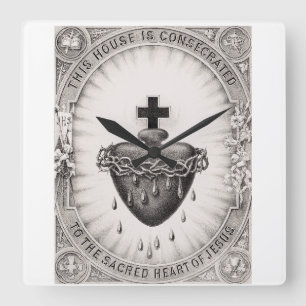 Das heiligste Herz Jesu Christi Quadratische Wanduhr