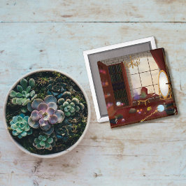 Das Heiligtum des Magiers - verzauberte Bibliothek Magnet