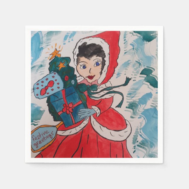 Das Helferpapier des Weihnachtsmanns Serviette (Vorderseite)