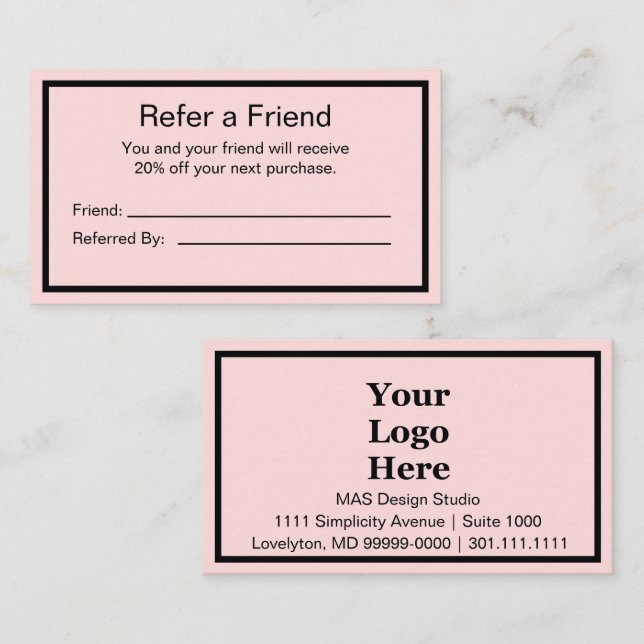 Das helle und schwarze Logo für Unternehmen Empfehlungskarte (Vorne/Hinten)