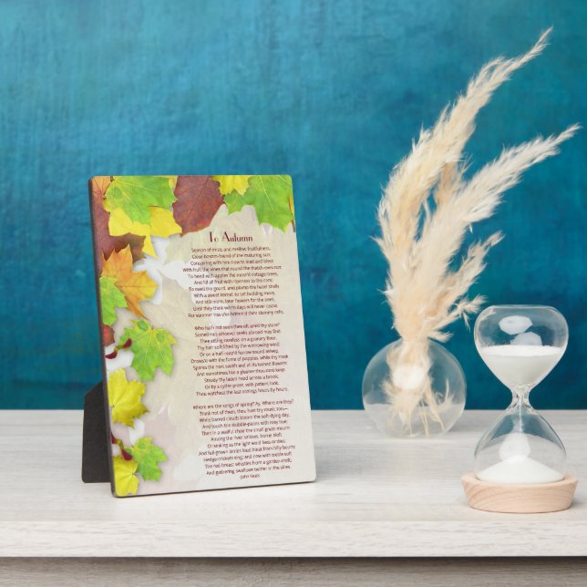 Das Herbstgedicht von John Keats Fotoplatte (Seite)