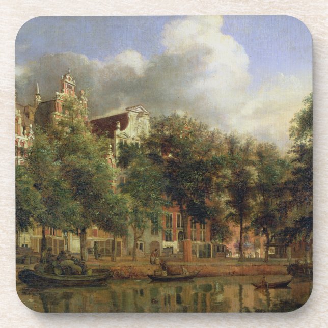 Das Herengracht, Amsterdam (Öl auf Platte) Getränkeuntersetzer (Vorderseite)