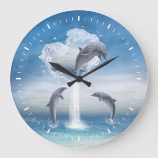 Das Herz der Delphine Große Wanduhr