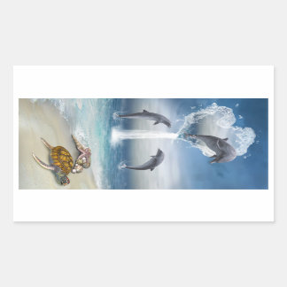 Das Herz der Dolphinen-Aufkleber Rechteckiger Aufkleber