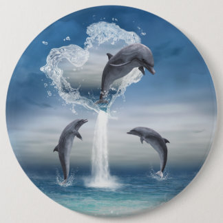 Das Herz der Dolphinen-Taste Button