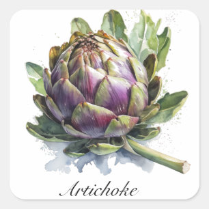 Das Herz der Garde: Artichoke in Wasserfarbe Quadratischer Aufkleber