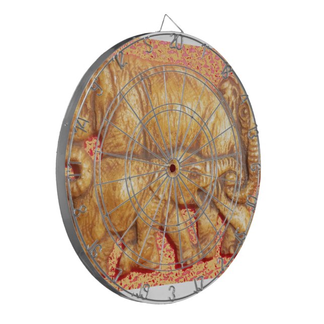 Das Herz der Herde: Elefantenportrait Dartscheibe (Vorderseite Links)