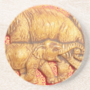 Das Herz der Herde: Elefantenportrait Sandstein Untersetzer