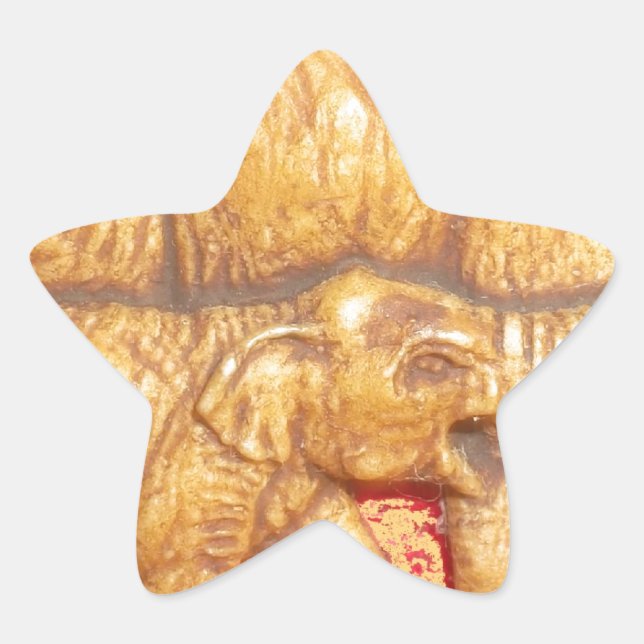 Das Herz der Herde: Elefantenportrait Stern-Aufkleber (Vorderseite)
