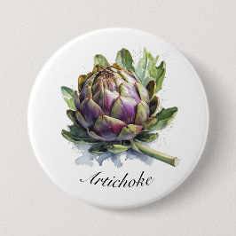 Das Herz des Gartens: Artichoke in Wasserfarbe Button
