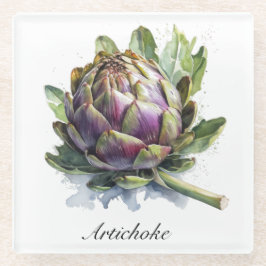 Das Herz des Gartens: Artichoke in Wasserfarbe Glasuntersetzer
