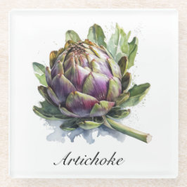 Das Herz des Gartens: Artichoke in Wasserfarbe Glasuntersetzer