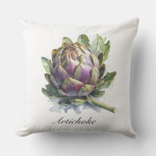 Das Herz des Gartens: Artichoke in Wasserfarbe Kissen