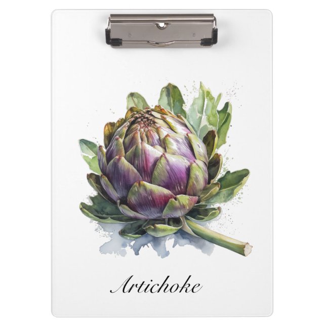 Das Herz des Gartens: Artichoke in Wasserfarbe Klemmbrett (Vorderseite)