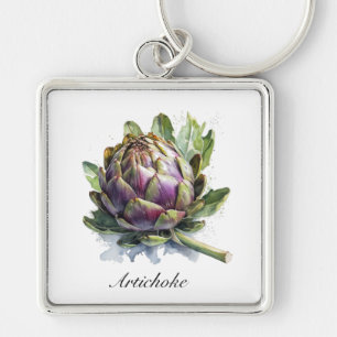 Das Herz des Gartens: Artichoke in Wasserfarbe Schlüsselanhänger