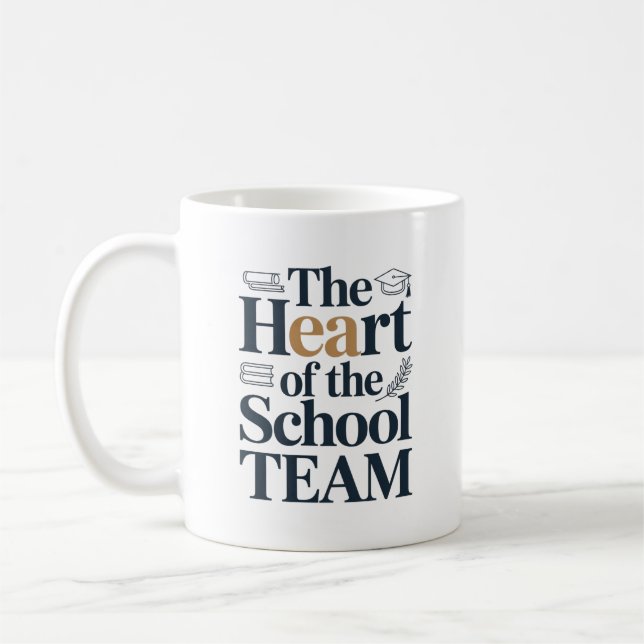 Das Herz des Schulteam-Dankeschön-Geschenks Kaffeetasse (Links)