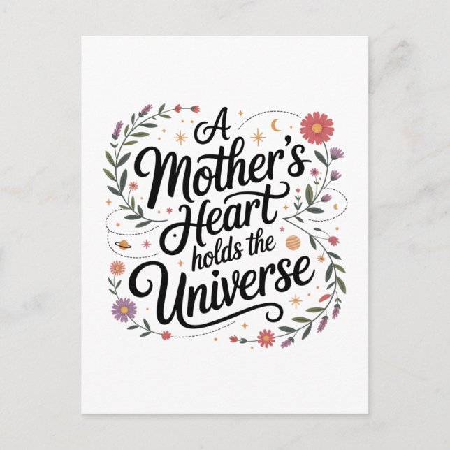 Das Herz einer Mutter birgt das Universum Postkarte (Vorderseite)