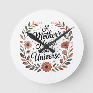 Das Herz einer Mutter birgt das Universum Runde Wanduhr