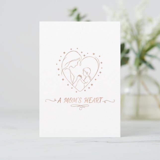 Das Herz einer Mutter | Elegantes Roségold Mutter  Dankeskarte (Stehend Vorderseite)