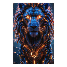Das Herz eines King Poster - leuchtende Cyber Lion
