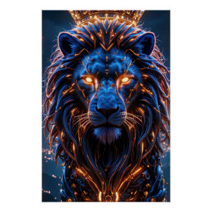 Das Herz eines King Poster - leuchtende Cyber Lion