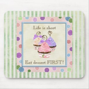 Das Herz-Kuchen-Trio-Leben ist - Mausunterlage Mousepad