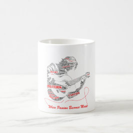 Das Herz spielt zuerst | Gitarren-Typografie-Kunst Kaffeetasse