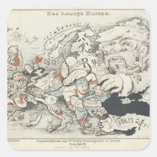 Das heutige Europa', 1887 Quadratischer Aufkleber